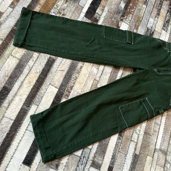 Sandy Liang Forest Green Carpenter Staight Leg Barrel Jeans Size 2 - Picture 3 of 9